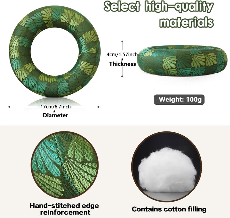 UPCEED Singing Bowl Cushion for Tibetan Singing Bowls, Handmade Silk Brocade Round Cushion Pillow for Sound Healing and Crystal Sound Bowls Accessories(ForestGreen,6.7 Inch) - Image 2